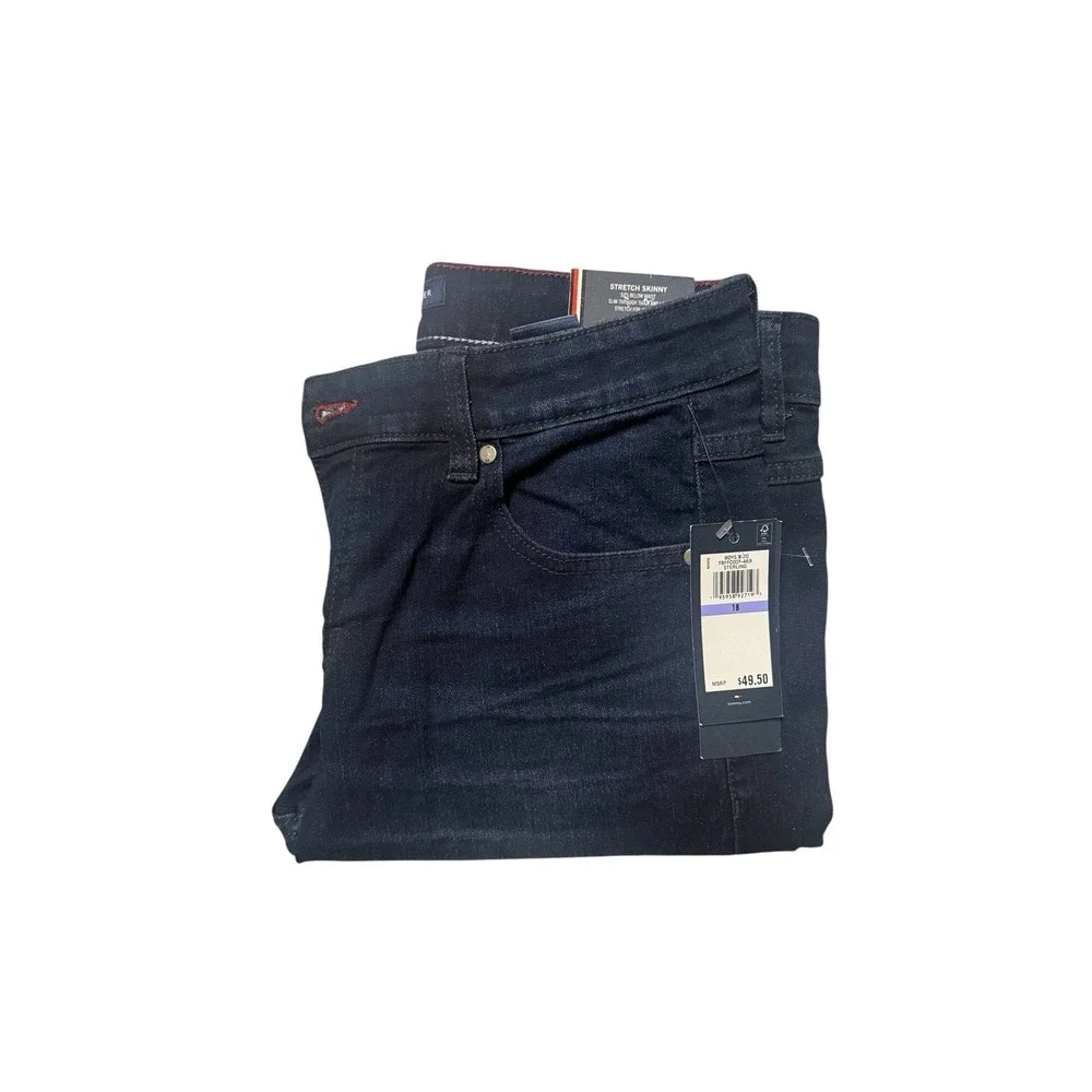 Tommy Hilfiger Boys Dark‎ Wash Stretch Skinny Jeans Size 18 NWT Slim Fit Denim